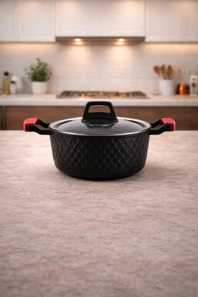 LAVONNI Obsidyen 18 Cm Döküm Granit Derin Tencere Siyah Yapışmaz ürün görseli 1