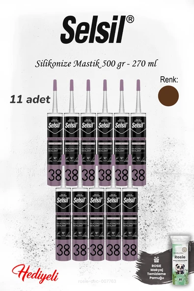 11 adet Kahverengi Selsil Silikonize Mastik 500 gr. ve Rosie ürün görseli 1