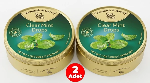 Cavendish & Harvey  Clear Mint Drops Nane Aromalı Şeker 200gr (2 ADET) ürün görseli 1