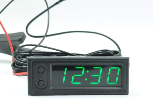Dijital Termometre Voltmetre ve Saat Komponent Led 22mm Yeşil ürün görseli 1
