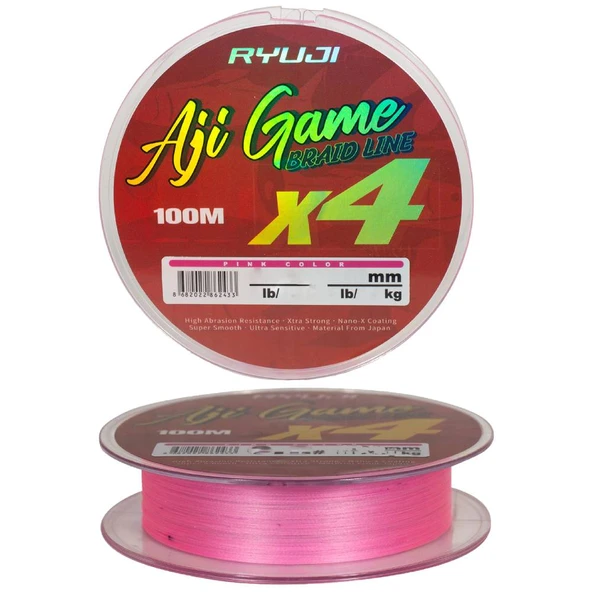 Ryuji Aji Game 4x 100m Pembe LRF İp Misina  0,3pe 0,04mm 3,5 kg ürün görseli 1
