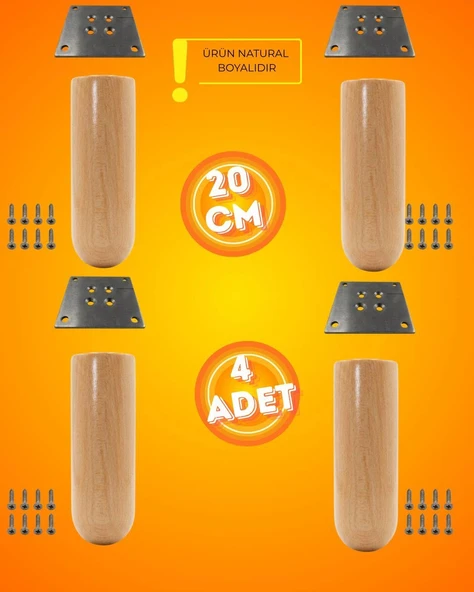 Ahşap Bohem Ayak 20 cm ( 4 ADET ) ürün görseli 1