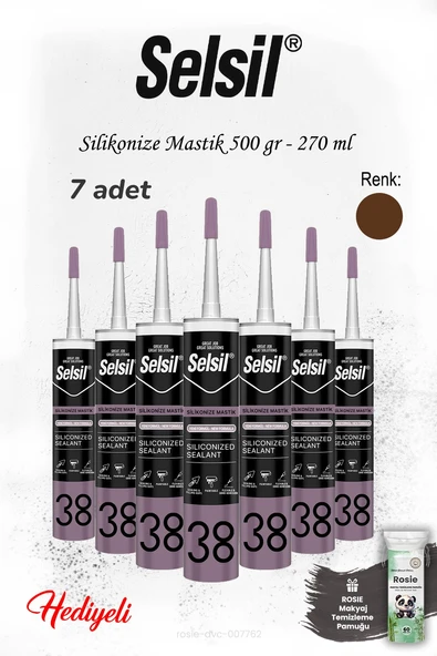 Kahverengi 7'li Selsil Silikonize Mastik 500 gr. ve Rosie ürün görseli 1