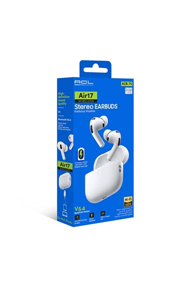 ACB-75 Air17 Serisi Bluetooth 5.4 Dokunmatik Kablosuz Kulaklık Hi-Fi Ses ve Gürültü Azaltma ürün görseli 1