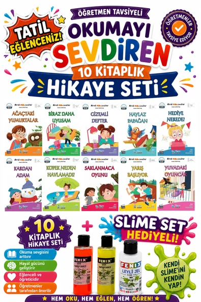 2.Sınıf Öğretmen Tavsiyeli Okumayı Sevdiren 32 Sayfa 10 Kitaplık Hikaye Seti-10 (Slime Set Hediyeli) ürün görseli 1