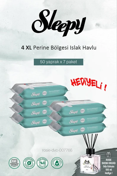 Sleepy 7 paket x 50'li (350 yaprak) Perine Bölgesi Vücut Havlusu ve ROSIE ürün görseli 1