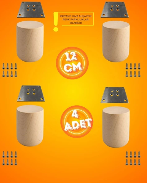 Ahşap Bohem Ayak 12 cm ( 4 ADET ) ürün görseli 1