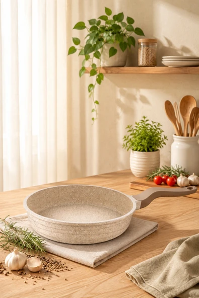 LAVONNI Elexsus 26 Cm Döküm Granit Tava Cappucıno Yapışmaz ürün görseli 1