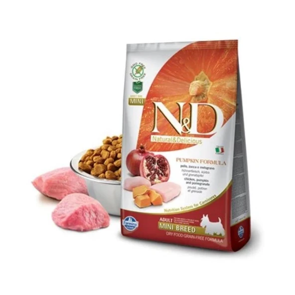 N&D Pumpkin Tahılsız Bal Kabaklı Tavuk Etli Narlı Küçük Irk Yetişkin Köpek Maması 2.5 Kg ürün görseli 1