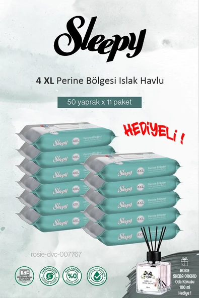 Sleepy 11 paket x 50'li (550 yaprak) Perine Bölgesi Vücut Havlusu ve ROSIE ürün görseli 1