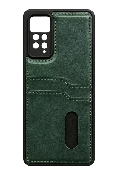 Newface Xiaomi Redmi Note 12 Pro 4G Kılıf Sara Kartvizitli Deri Kılıf - Koyu Yeşil ürün görseli 1
