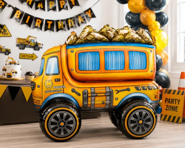 4D Kamyon Folyo Balon 68x58 cm Araç Temalı Doğum Günü Parti Süsü Dekorasyon Balonu ürün görseli 1