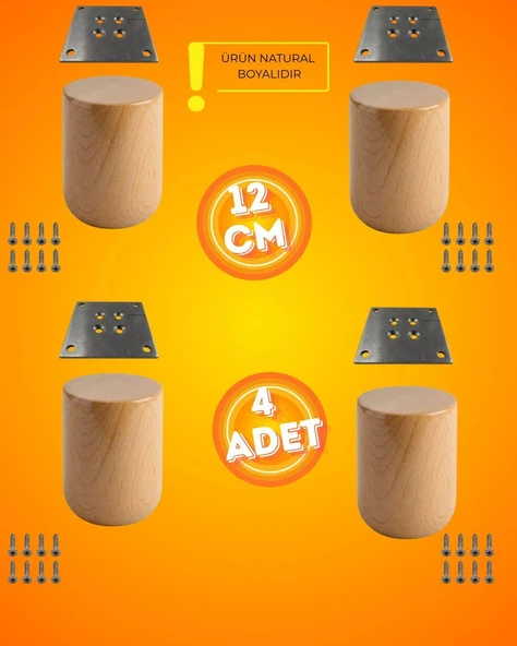 Ahşap Bohem Ayak 12 cm ( 4 ADET ) ürün görseli 1