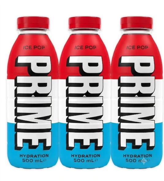Prime Hydration Ice Pop 500 ml – Kiraz Misket Limonu ve Ahududu Aromalı Sporcu İçeceği (3 ADET) ürün görseli 1