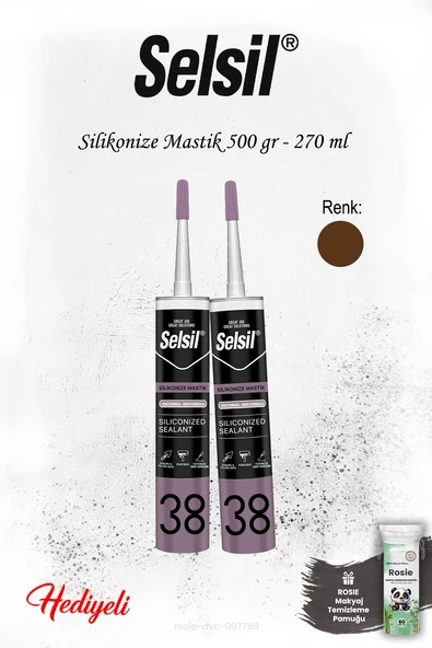 Selsil Kahverengi Silikonize Mastik 500 gr - 2 adet ve Rosie ürün görseli 1