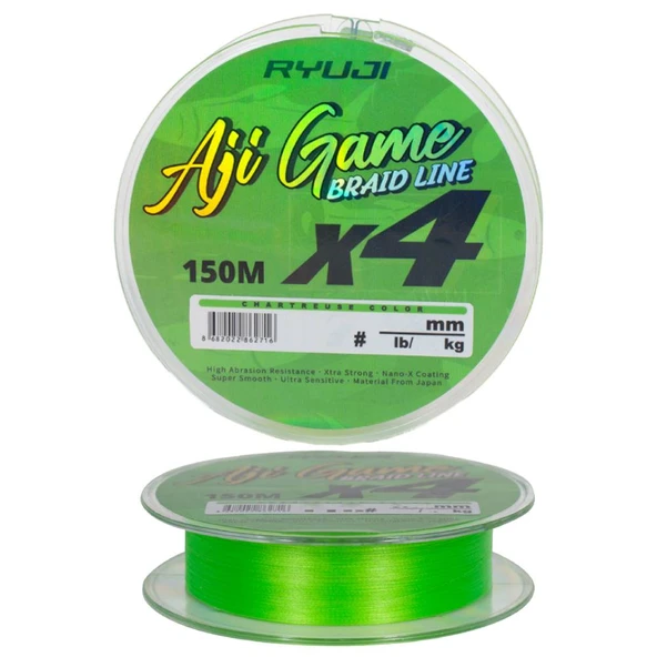 Ryuji Aji Game 4x 150m Chartreuse LRF İp Misina  0,3pe 0,04mm 3,5 kg ürün görseli 1
