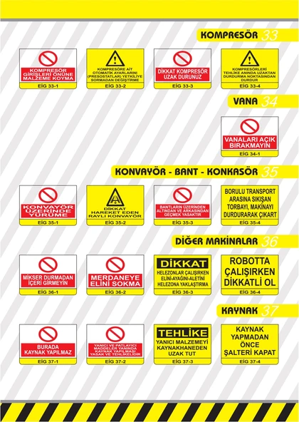PVC 0,50 mm  YANICI VE PATLAYICI MADDELER YANINDA KAYNAK YAPILMASI YASAK VE TEHLİKELİDİR İkaz Levhası  - (2 Adet) ürün görseli 1