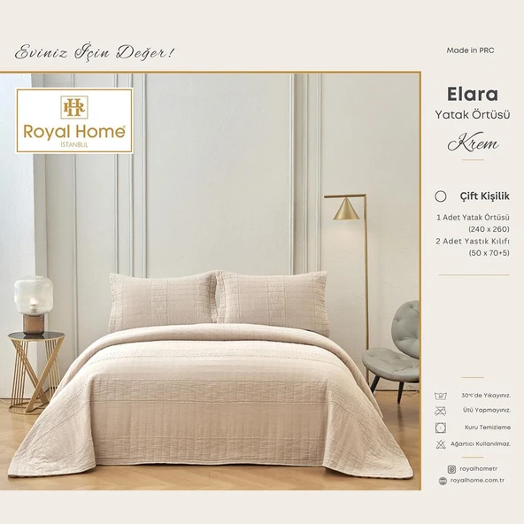Royal Home Çift Kişilik Elara Cotton 3 Parça Yatak Örtüsü ürün görseli 1