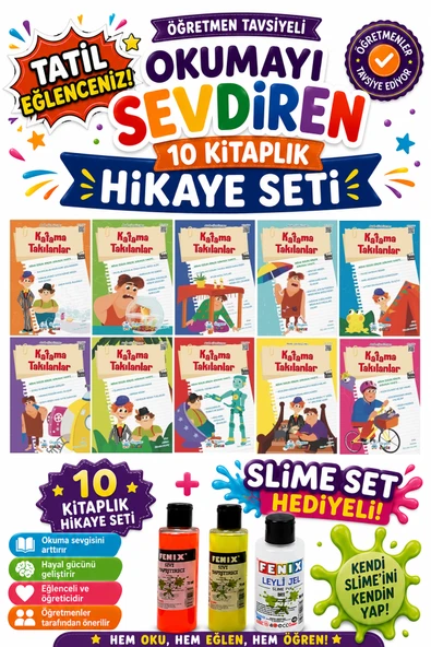 4.Sınıf Öğretmen Tavsiyeli Okumayı Sevdiren 64 Sayfa 10 Kitaplık Hikaye Seti-4 (Slime Set Hediyeli) ürün görseli 1