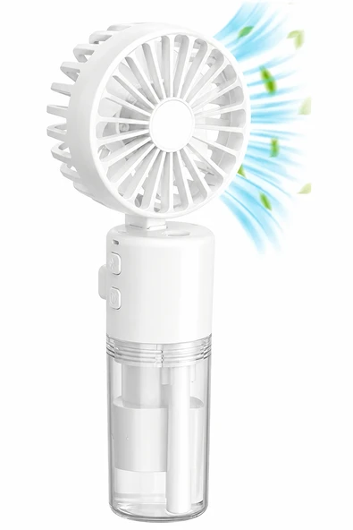 Mini Fan Şarjlı El Fanı Beyaz Boyuna Asmalı USB Type-C Şarjlı 4 Kademeli Taşınabilir Vantilatör Serinletici Fan ürün görseli 1