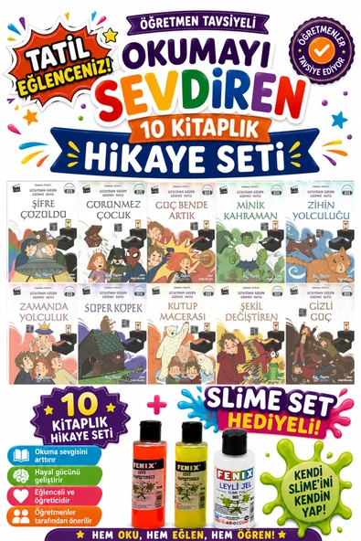 4.Sınıf Öğretmen Tavsiyeli Okumayı Sevdiren 64 Sayfa 10 Kitaplık Hikaye Seti-2 (Slime Set Hediyeli) ürün görseli 1