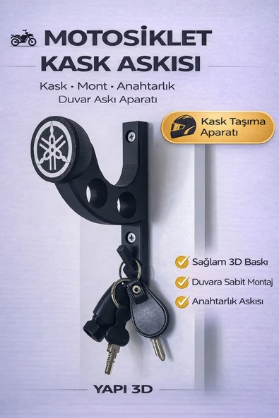 Yamaha Logolu Motosiklet Kask Askılığı – Kask, Mont ve Anahtar Askısı ürün görseli 1