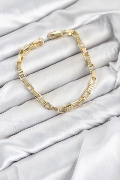 CM Kare Halka Model Gold Renk Pirinç Kadın Bileklik TJ-BB8592 ürün görseli 1