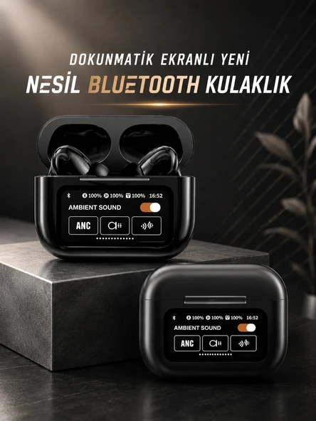 Bluetooth Kulaklık Kablosuz Ekranlı ANC/ENC Destekli Dokunmatik ürün görseli 1
