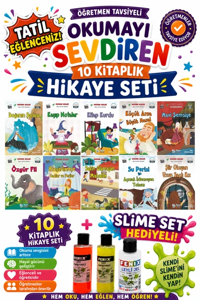 4.Sınıf Öğretmen Tavsiyeli Okumayı Sevdiren 64 Sayfa 10 Kitaplık Hikaye Seti-5 (Slime Set Hediyeli) ürün görseli 1