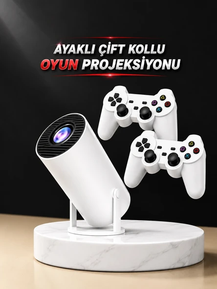 Projeksiyon Cihazı Video Oyun Konsolu Projektör Taşınabilir Ayaklı Çift Kollu 4K Çözünürlüklü ürün görseli 1
