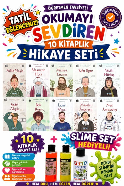4.Sınıf Öğretmen Tavsiyeli Okumayı Sevdiren 64 Sayfa 10 Kitaplık Hikaye Seti (Slime Set Hediyeli) ürün görseli 1