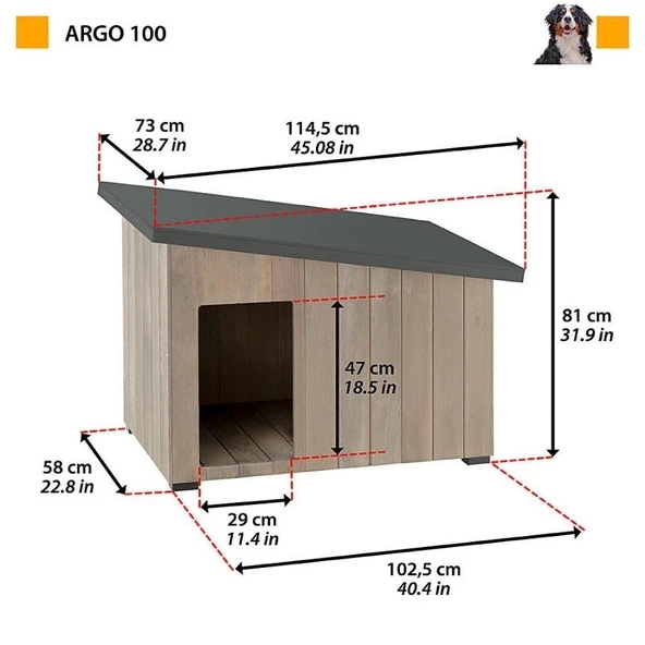 Ferplast Argo 100 Ahşap Köpek Kulübesi - Resim 2