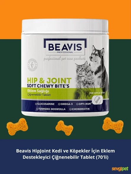 Hip & Joint Care Kedi ve Köpekler İçin Kalça ve Eklem Destekleyici Çiğnenebilir Tablet (105 GR / 70 Tablet) ürün görseli 1