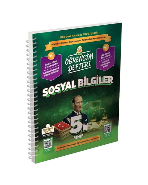 5.Sınıf Sosyal Bilgiler Öğrencim Defteri Murat Eğitim Yayınları ürün görseli 1
