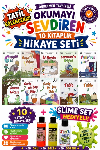 4.Sınıf Öğretmen Tavsiyeli Okumayı Sevdiren 64 Sayfa 10 Kitaplık Hikaye Seti-3 (Slime Set Hediyeli) ürün görseli 1