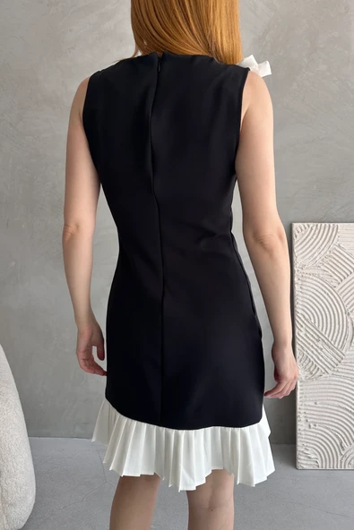 Fiyonk Detaylı Pileli Mini Elbise - Resim 4
