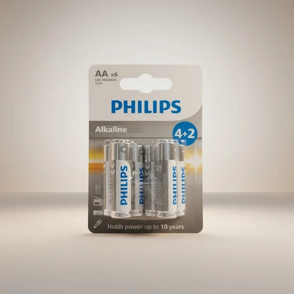 Philips 4+2 Kalem Pil Alkaline AA ürün görseli 1
