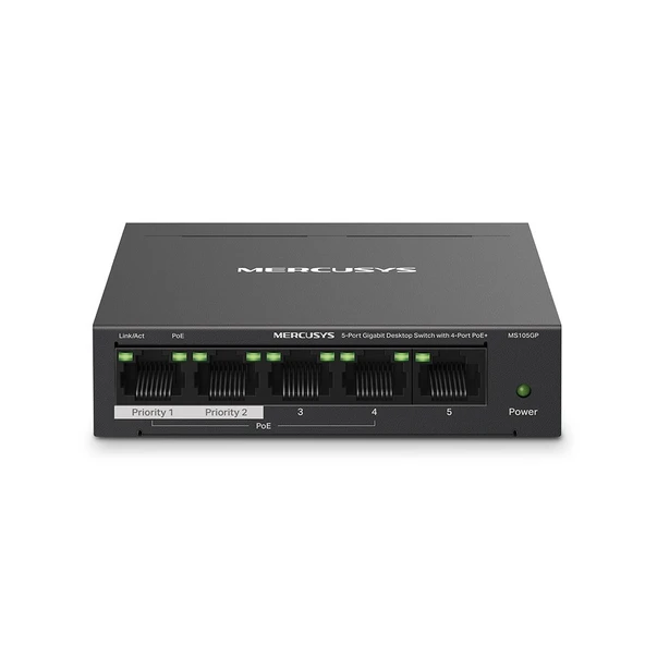 TP-Link Mercusys MS105GP 5 PORT 10/100/1000 4 Port 65W PoE Yönetilemez Switch ürün görseli 1