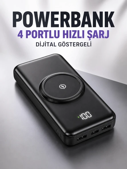10.000 Mah Powerbank 4 Portlu Hızlı Şarj Dijital Göstergeli ürün görseli 1