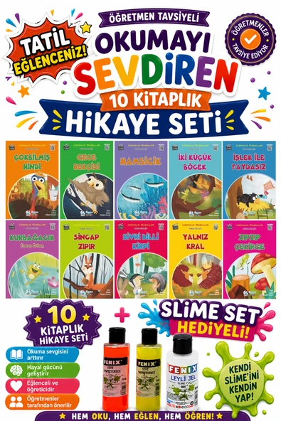 3.Sınıf Öğretmen Tavsiyeli Okumayı Sevdiren 48 Sayfa 10 Kitaplık Hikaye Seti-4 (Slime Set Hediyeli) ürün görseli 1