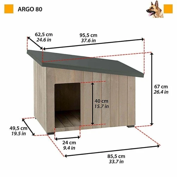 Ferplast Argo 80 Ahşap Köpek Kulübesi - Resim 2