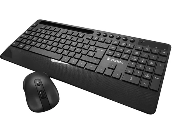 Everest KM-9676 Siyah Kablosuz 800-1200-1600 dpi Q Standart Klavye + Mouse Set ürün görseli 1