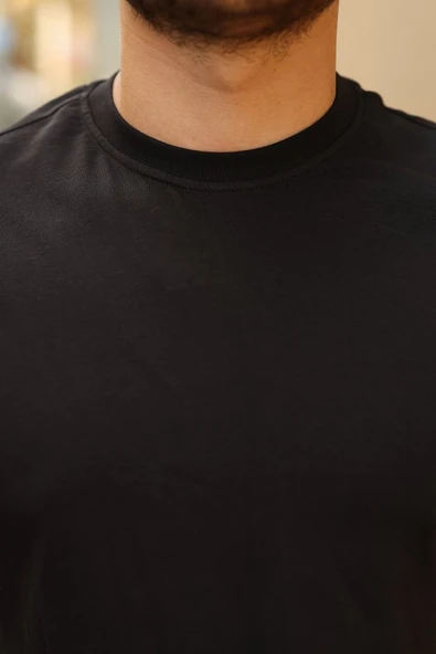 Erkek Kolları Dar Kesim Rahat Kalıp Basic Tişört - Resim 3