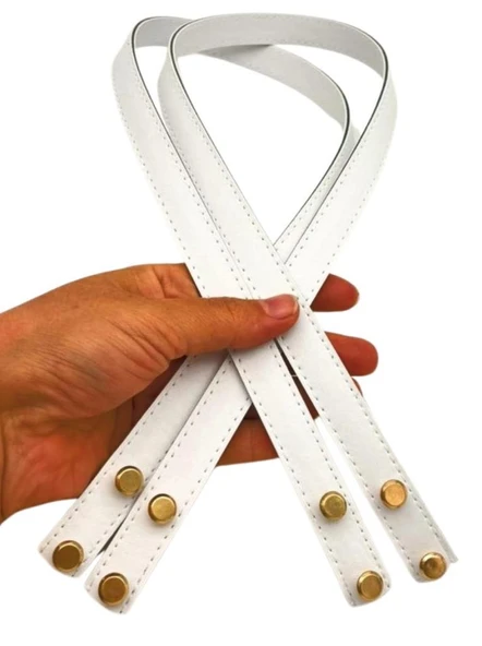 Çanta Aksesuar 70x1.8 cm Suni Deri Beyaz Renk Vidalı Çanta Sapı ürün görseli 1