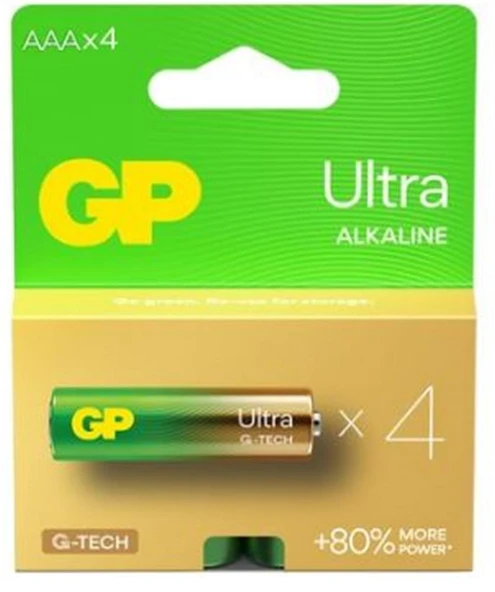 GP G-Tech LR03 AAA Boy Ultra Alkalin İnce Kalem Pil 4'lü Paket GP24AUMB-U4 ürün görseli 1