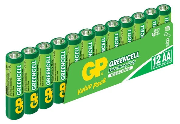GP Greencel R6 AA Boy Çinko Kalem Pil 12'li Paket GP15G-VS12 ürün görseli 1