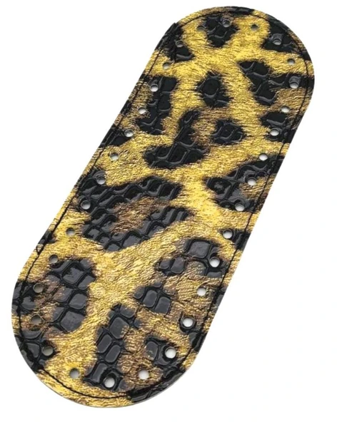 Çanta Aksesuar Suni Deri Parlak Leopar 20x8 cm Oval Çanta Tabanı ürün görseli 1