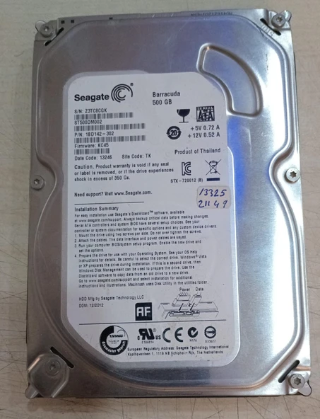 (ARIZALI) 500GB  Seagate ST500DM002 Sata3 7200Rpm 32MB 3.5 inç  HDD ürün görseli 1