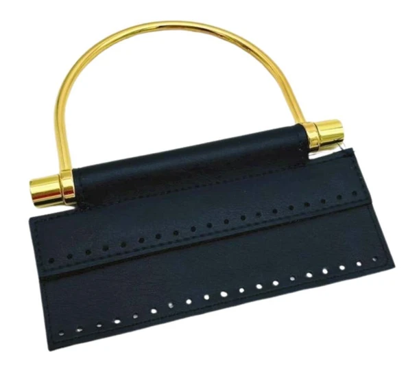 Çanta Aksesuar Suni Derili Metal Çanta Sapı İpek Model Lacivert  Renk Light Gold Metal (Yeni Model) ürün görseli 1