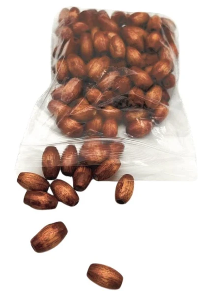 Çanta Aksesuar 8 Mm Ahşap Oval Boncuk Taba Renk 50 Gr ürün görseli 1